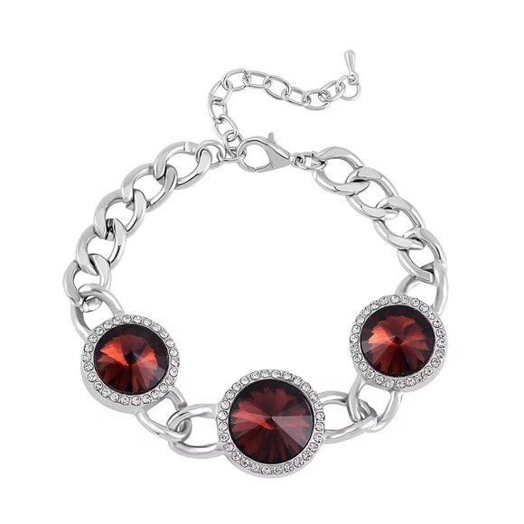 NEW Simulated Purple Sapphire and Austrian Crystal Bracelet in Silvertone - Picture 1 of 3